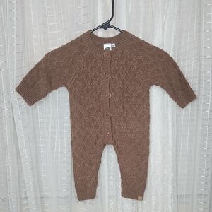 WRV Surf Brand Cozy Brown Cable Knit Cable Kids One Piece Sz6Mo